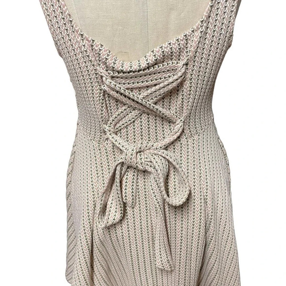 Anthropologie Maeve Jacquard Lace-Up Mini Dress Jumper Stripe Pink Size Small - Picture 10 of 15